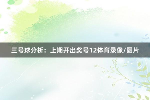 三号球分析：上期开出奖号12体育录像/图片