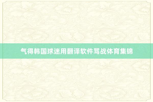 气得韩国球迷用翻译软件骂战体育集锦