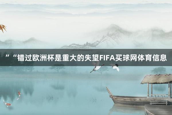 ”“错过欧洲杯是重大的失望FIFA买球网体育信息