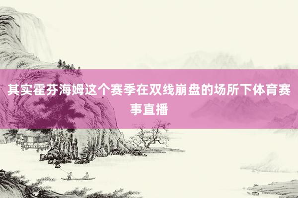 其实霍芬海姆这个赛季在双线崩盘的场所下体育赛事直播