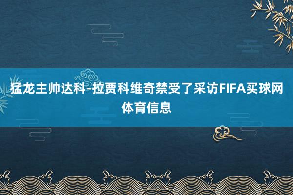 猛龙主帅达科-拉贾科维奇禁受了采访FIFA买球网体育信息